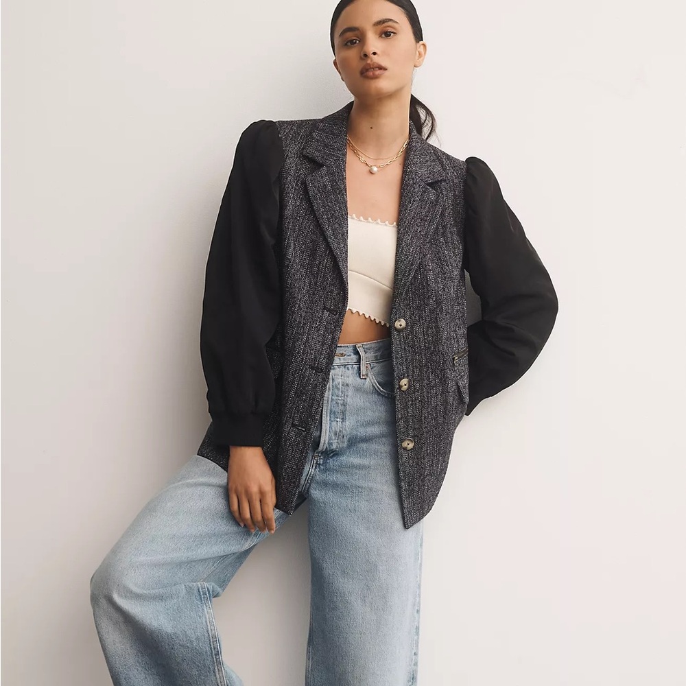Anthropologie Maeve Mixed Media Relaxed Jacket Size 0 Style No. 41156091…